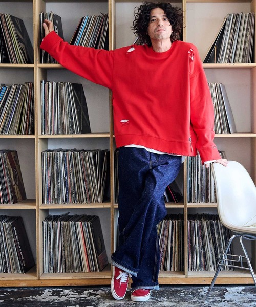 ADAM PATEK トレーナー スウェット ADAMPATEK/damage layered pullover 