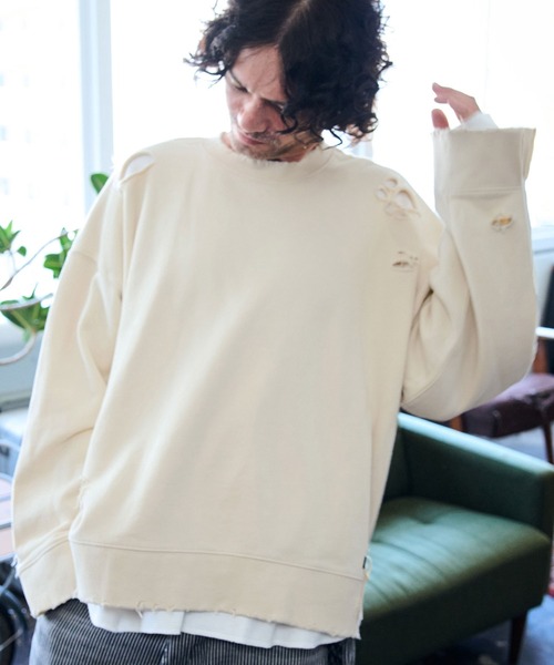 ADAM PATEK トレーナー スウェット ADAMPATEK/damage layered pullover 