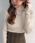 ニット セーター タートルネックフィンガーホー...の詳細画像2