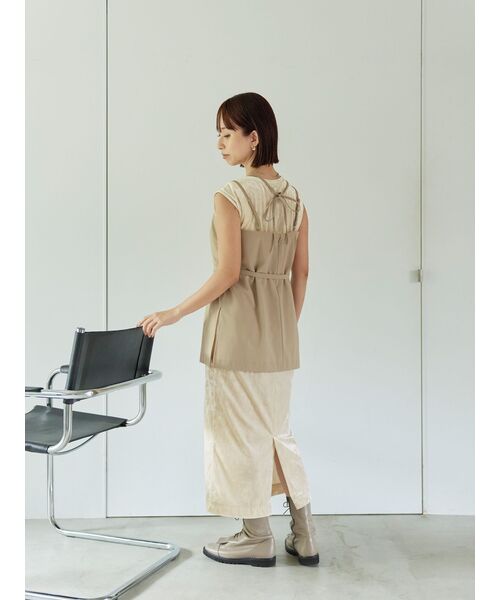 ワンピース キャミソールセットベロアワンピース「低身長・小柄女性」の画像