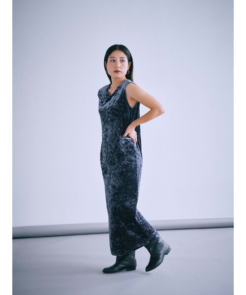 ワンピース キャミソールセットベロアワンピース「低身長・小柄女性」の画像
