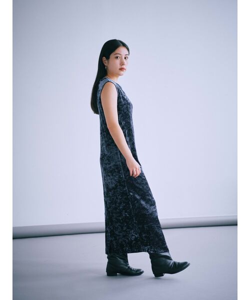 ワンピース キャミソールセットベロアワンピース「低身長・小柄女性」の画像
