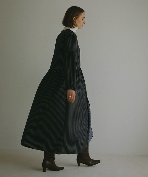 MANOF（マノフ） ワンピース PINSTRIPE GATHER ONE PIECE : ZOZOTOWN