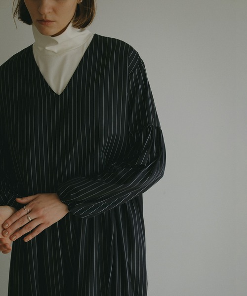 MANOF（マノフ） ワンピース PINSTRIPE GATHER ONE PIECE : ZOZOTOWN