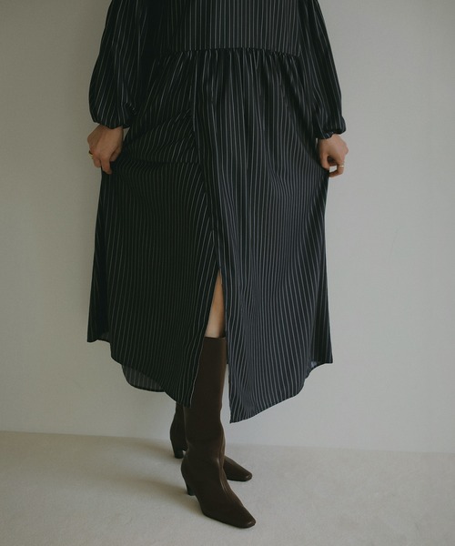 MANOF（マノフ） ワンピース PINSTRIPE GATHER ONE PIECE : ZOZOTOWN