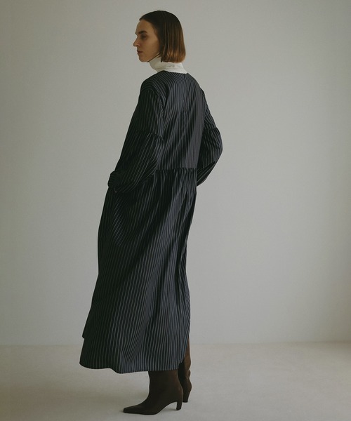 MANOF（マノフ） ワンピース PINSTRIPE GATHER ONE PIECE : ZOZOTOWN