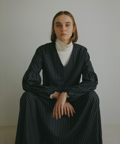 MANOF（マノフ） ワンピース PINSTRIPE GATHER ONE PIECE : ZOZOTOWN
