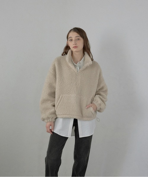 MINERTE ブルゾン アウター 「MINERTE」glitter boa half zip pullover