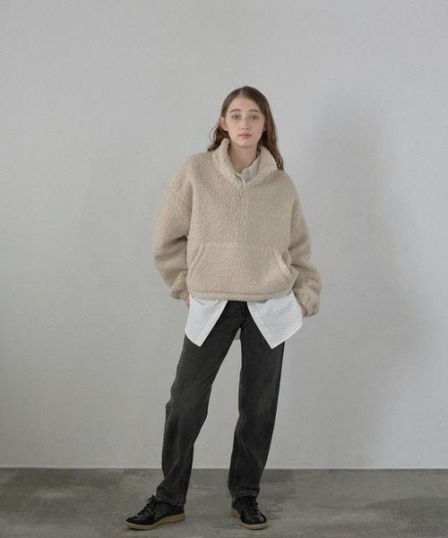 MINERTE ブルゾン アウター 「MINERTE」glitter boa half zip pullover