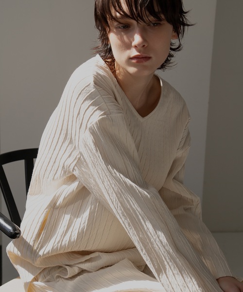 tシャツ silk cotton v-neck pullover レディース メンズ