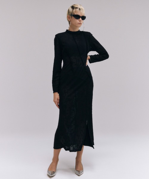 ワンピース JOSE MOON SQUARE SHOULDER JACQUARD DRESS JOSE MOON SQUARE SHOULDER JACQUARD DRESS