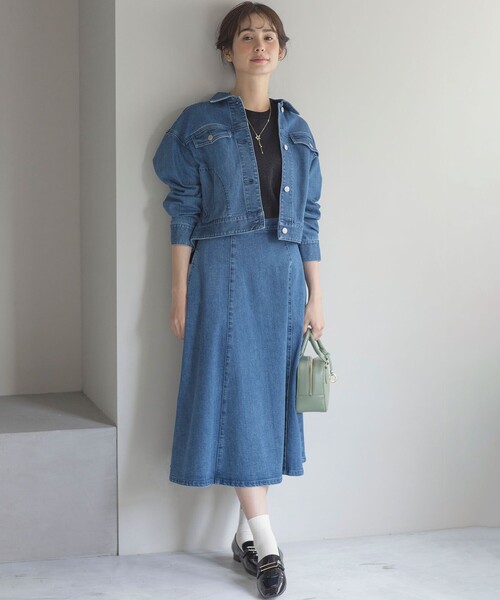 組曲（KUMIKYOKU） デニムスカート ライトデニム フレアスカート