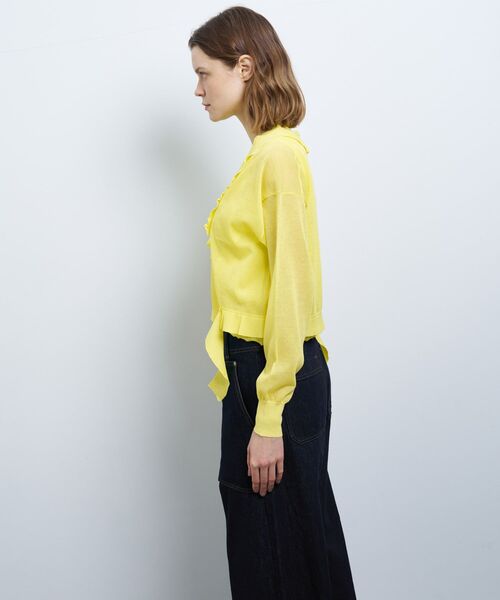 LANVIN en Bleu ニット セーター Vネックフリルトリム