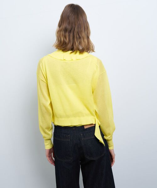 LANVIN en Bleu ニット セーター Vネックフリルトリム