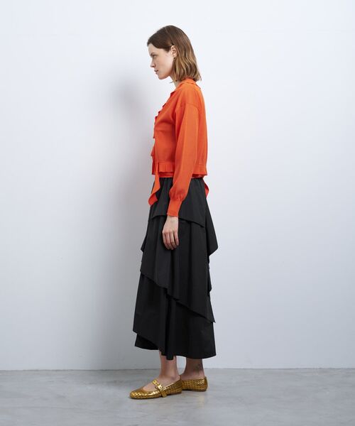 LANVIN en Bleu ニット セーター Vネックフリルトリム