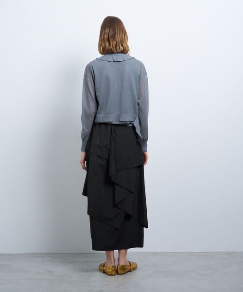 LANVIN en Bleu ニット セーター Vネックフリルトリム