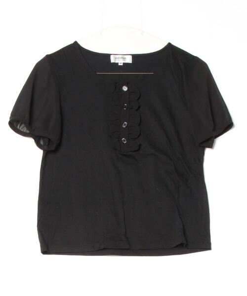 ★美品★SONIA BY SONIA RYKIEL 半袖カットソー 黒 40 SONIA RYKIEL 「SONIA RYKIEL」 フリル半袖カットソー 40