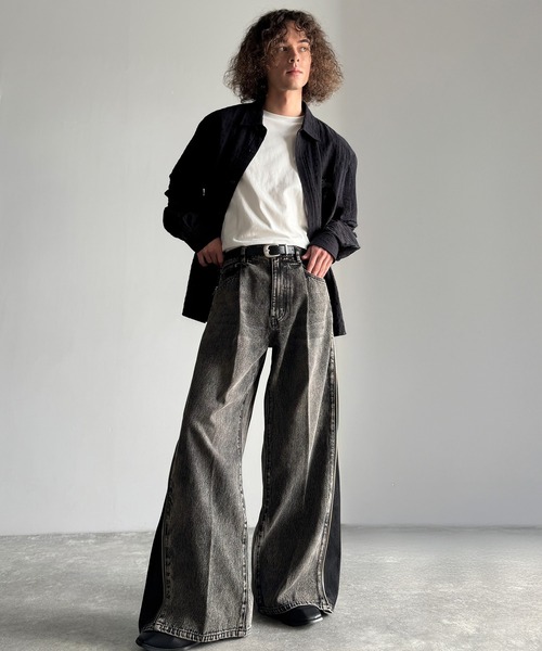 TOGA ARCHIVES M サイドジップ 日本製 フレアデニム 黒 サイドジップ