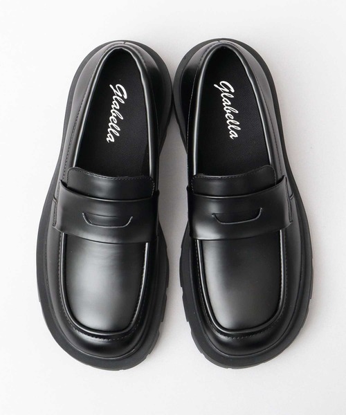 glabella（グラベラ） ローファー 厚底 スクエアトゥ 幅広 コイン