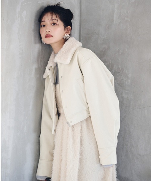 LILY BROWN（リリーブラウン） レザーブルゾン FREE オフホワイト