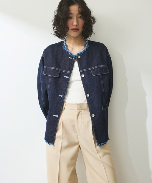 ADAM ET ROPE' ブルゾン アウター 「WEB限定」デニムフリンジ