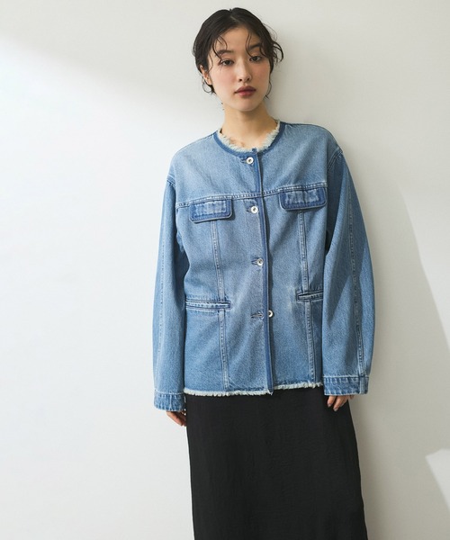 ADAM ET ROPE' ブルゾン アウター 「WEB限定」デニムフリンジ