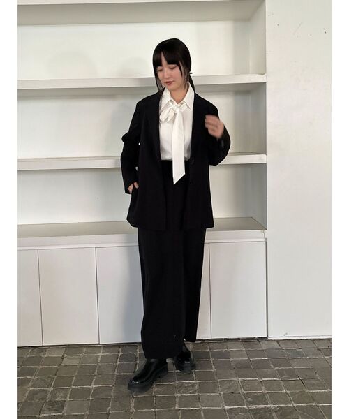 ラグナムーン ワイドスリーブタイネックシャツ インディゴ 柳橋唯コラボ LAGUNAMOON ブラウス シャツ 「柳橋唯コラボ」ワイドスリーブ