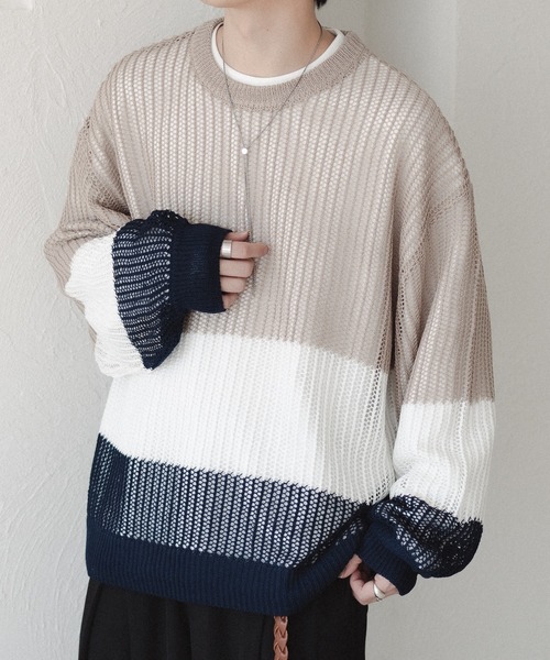 「epnok」 長袖ニット MEDIUM ベージュ メンズ_画像3