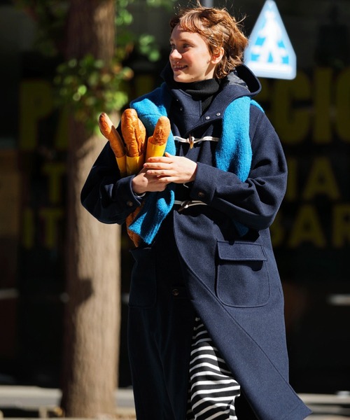 hi_n00　　　ウール　ロングダッフルコート　ネイビー hazyl ダッフルコート コート duffle long coat / ダッフルロング