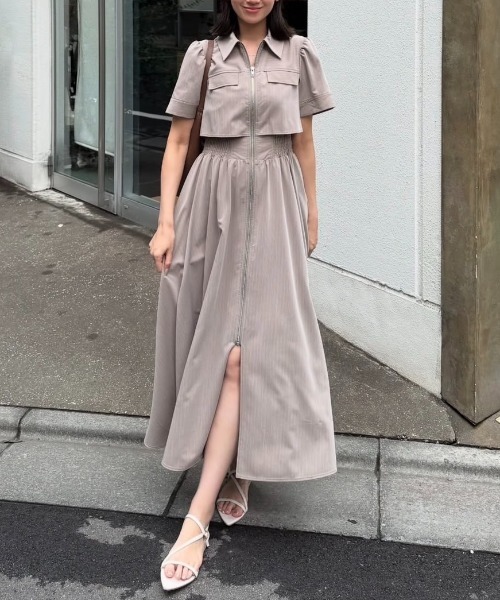 rienda バストフレアワンピース 半袖 夏服 rienda ワンピース 「AKB48 千葉恵里さん着用」バストフレア