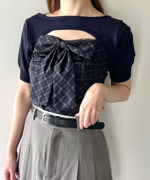 NOMAE ブラウス シャツ リボンキャミセットトップス レディース