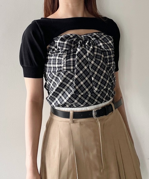 NOMAE リボンキャミセットトップス ベージュ系その他 NOMAE ブラウス シャツ リボンキャミセットトップス レディース