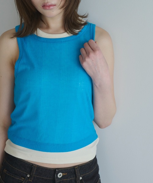 haek タンクトップ ノースリーブ layered color tank/レイヤード