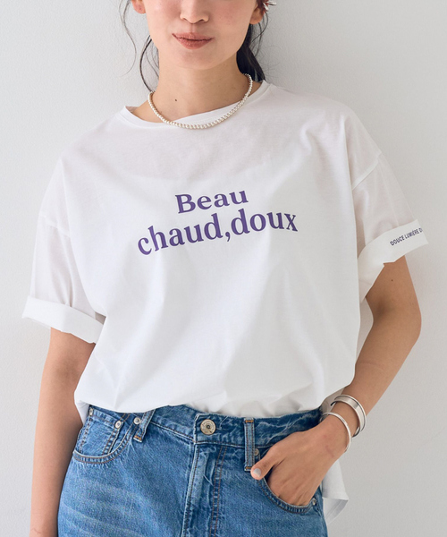 tシャツ ターンバックロゴTシャツ レディース