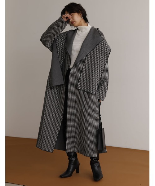 「Re:EDIT」 チェスターコート LARGE ブラック レディース_画像3