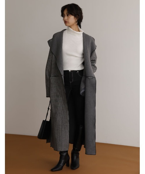 「Re:EDIT」 チェスターコート LARGE ブラック レディース_画像4