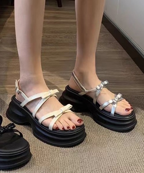 トレンド!!リボン厚底サンダル*4色*追跡送料込 楽天市場】7/24 9:59マデ 5199円 送料無料 スポーツサンダル