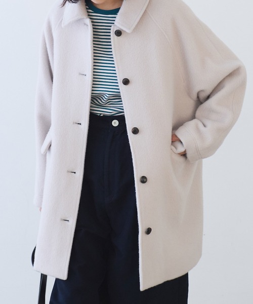 bulle de savonウールカシミヤメルトンセーラーカラーコート　ベージュ bulle de savonウールカシミヤメルトンセーラーカラーコート ベージュ