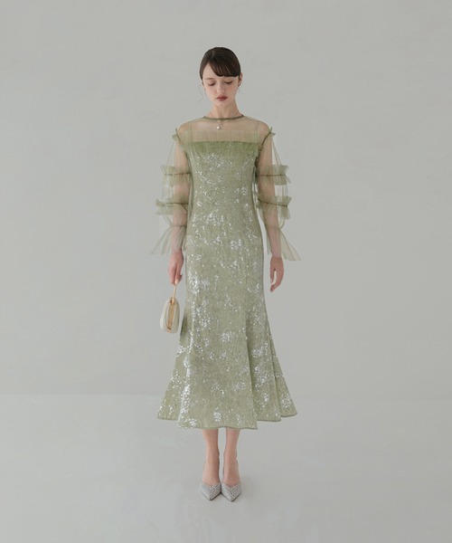 Leja（レジャ） ドレス 「LEJA」チュールフリルペイントマーメイド