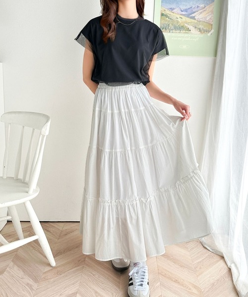 「Java」 半袖カットソー LARGE チャコールグレー×ブラック レディース