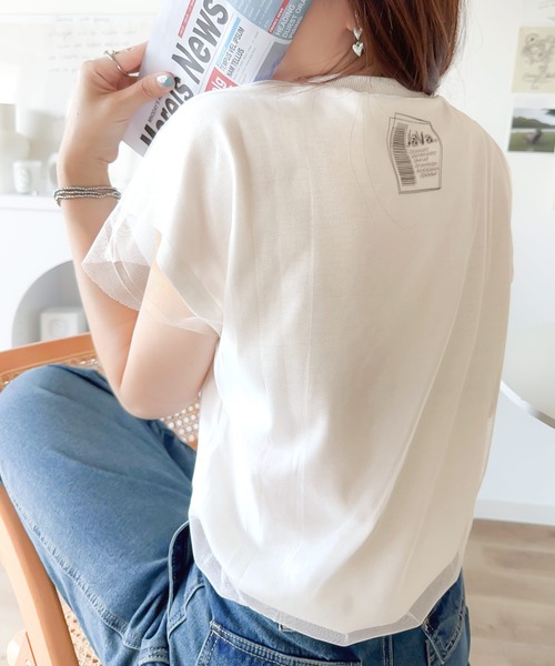 「Java」 半袖カットソー LARGE チャコールグレー×ブラック レディース
