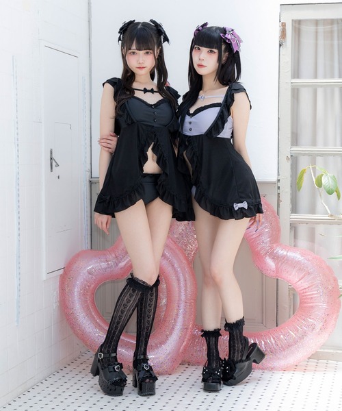 DearMyLove 水着 体型カバー デコルテリボンベビードール水着