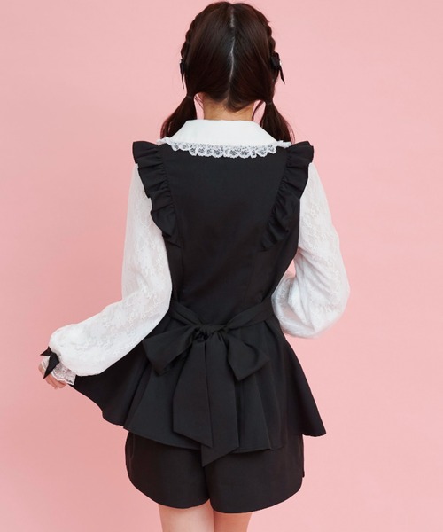 Secret Honey セットアップ Secret Honey セットアップ 袖レースピンタックフリルヨーク切替