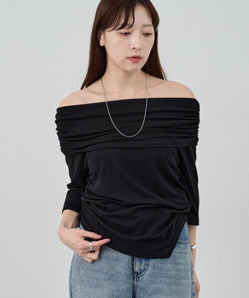 tシャツ オフショルアシメプルオーバー レディース