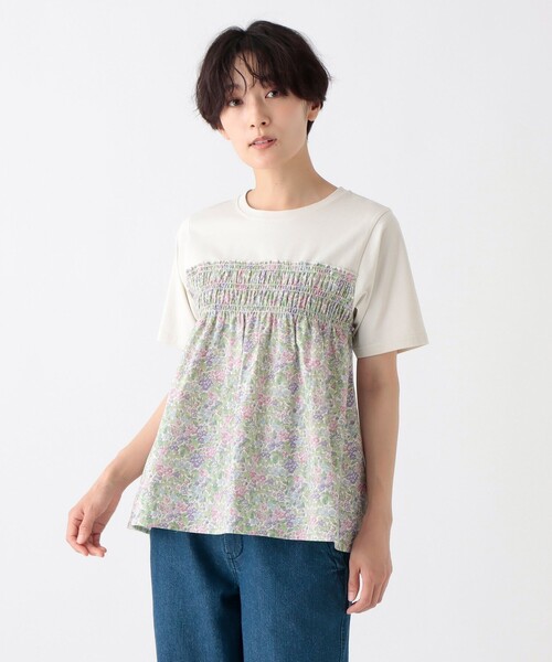 tシャツ シャーリングプルオーバー/リバティプリント レディース
