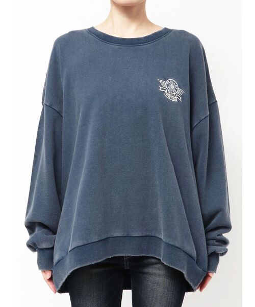 ダメージドルマンレタリングスウェット KSG20719 ジェイダ GYDA RoyalPalmsスウェットドルマンTOPS （オレンジ