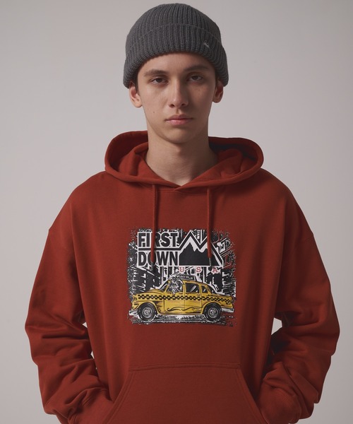 ファーストダウン FIRST DOWN PRINT PULLOVER HOODIE パーカー フーディー スウェットパーカー スエットパーカ メンズ レディース アウトドア FIRST DOWN（ファーストダウン） パーカー プリント スウェット パーカ