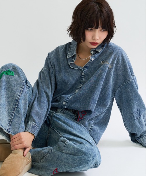 A.D.C.L. ブラウス シャツ 「ライトデニムで軽い着心地！」ランダム