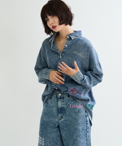 A.D.C.L. ブラウス シャツ 「ライトデニムで軽い着心地！」ランダム