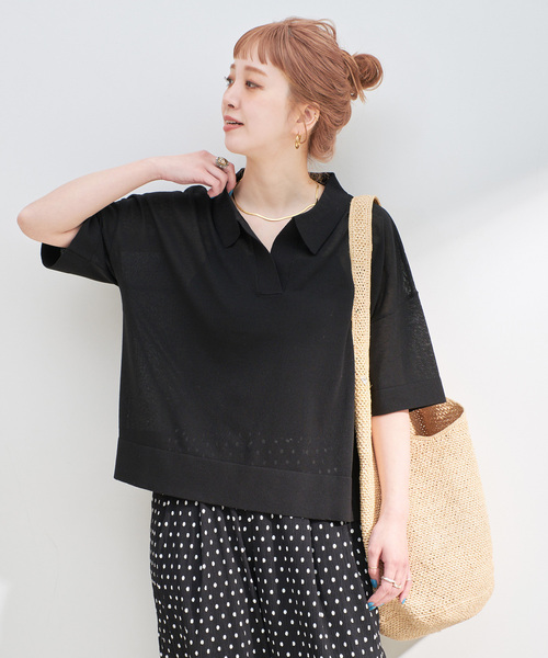 「B.C STOCK」 半袖ニット FREE ベージュ レディース_画像5